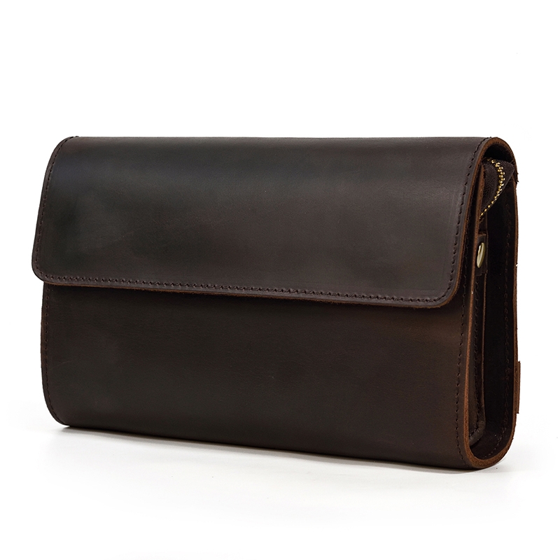 Genuine Leather Double Layer Clutch Wallet for Men