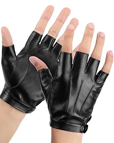 Fingerless Men Leather Gloves